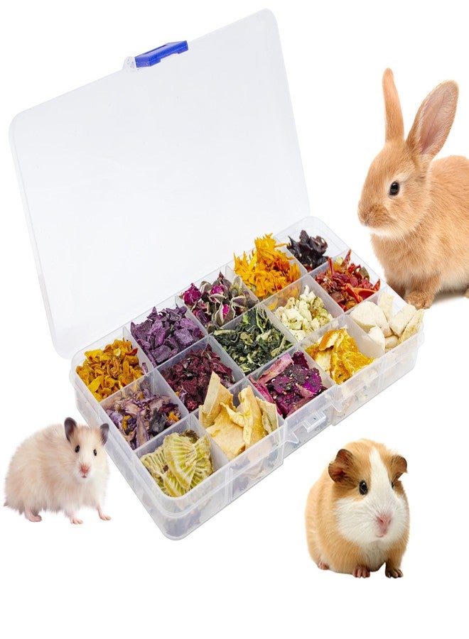 MHLLGN Bunny Treats, Treat Box with 15 Kind of Snacks for Rabbit, Hamster, Chinchilla, Guinea Pig and Other Small Pets, Chinchilla Treats, Guinea Pig Treat - Image 1